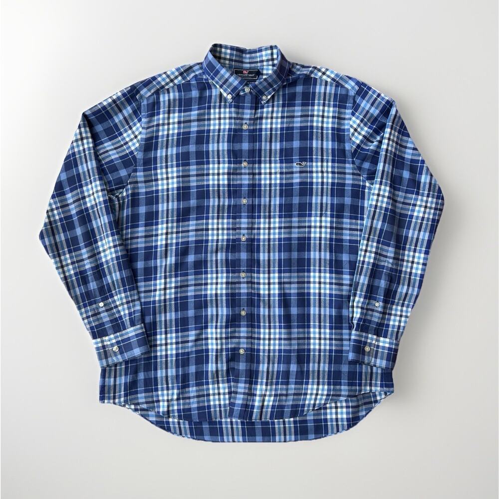 Vineyard Vines Slim Fit Tucker Shirt Long Sleeve Button Front Blue White Size XL